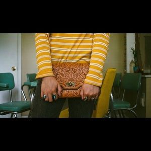 Vintage Tooled Leather Clutch